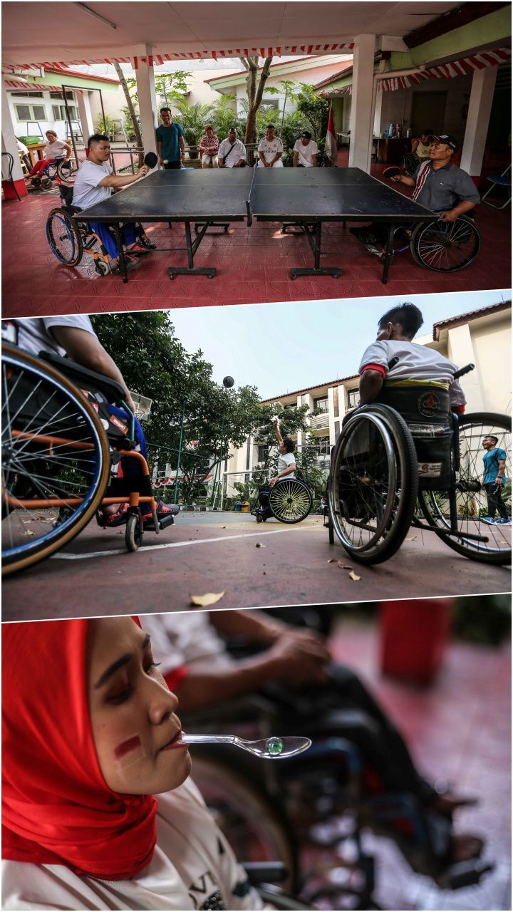 FOTO: Semangat Penyandang Disabilitas Rayakan HUT Ke-78 RI dengan Unjuk Kebolehan Berlomba Main Basket, Tenis Meja hingga Balap Kelereng