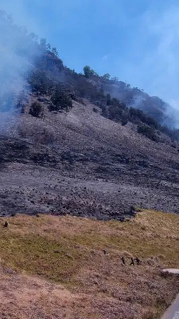 Kebakaran Gunung Bromo Akibat Foto Prewed Pakai Flare, Helikopter Siram Air Lewat Udara