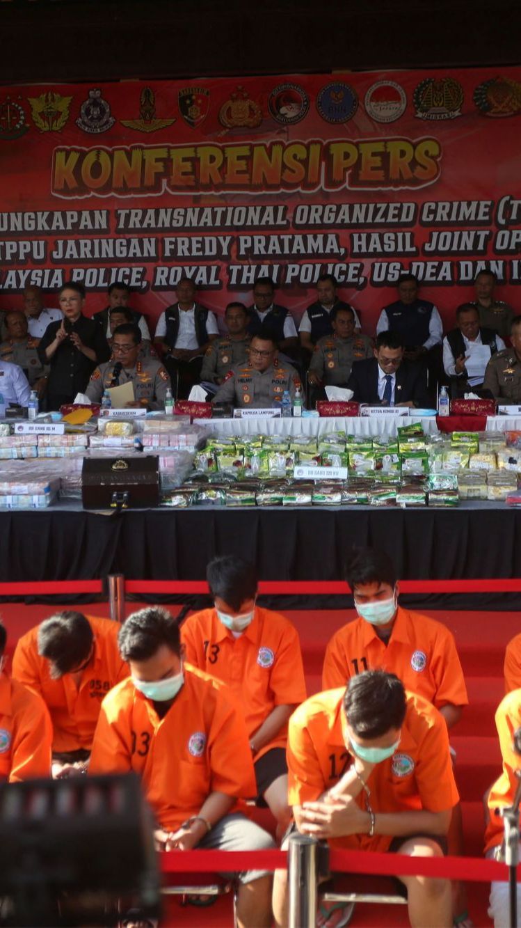 FOTO: Bareskrim Tunjukkan Barang Bukti Sindikat Narkoba Jaringan Internasional Terbesar Fredy Pratama Senilai Rp10,5 Triliun