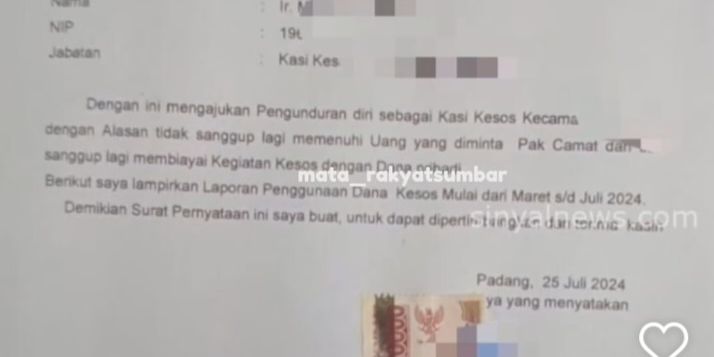 Heboh ASN Padang Mundur dari Jabatan karena Tak Sanggup Penuhi Permintaan Uang dari Atasan