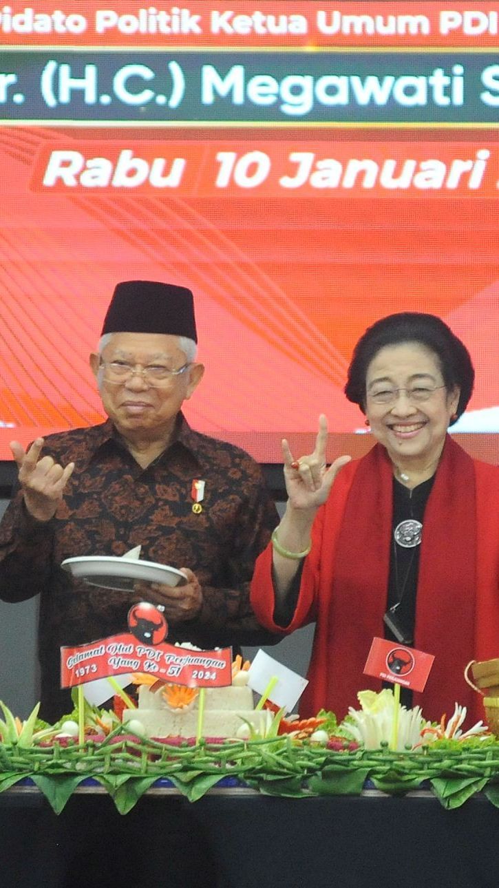 Puan Tanggapi Salam Metal Wapres Ma'ruf Amin di HUT PDIP: Artinya Merah Total