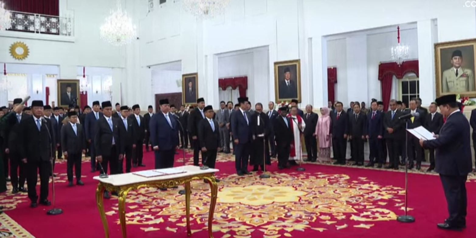 Prabowo Lantik Menteri Kabinet Merah Putih di Istana Negara