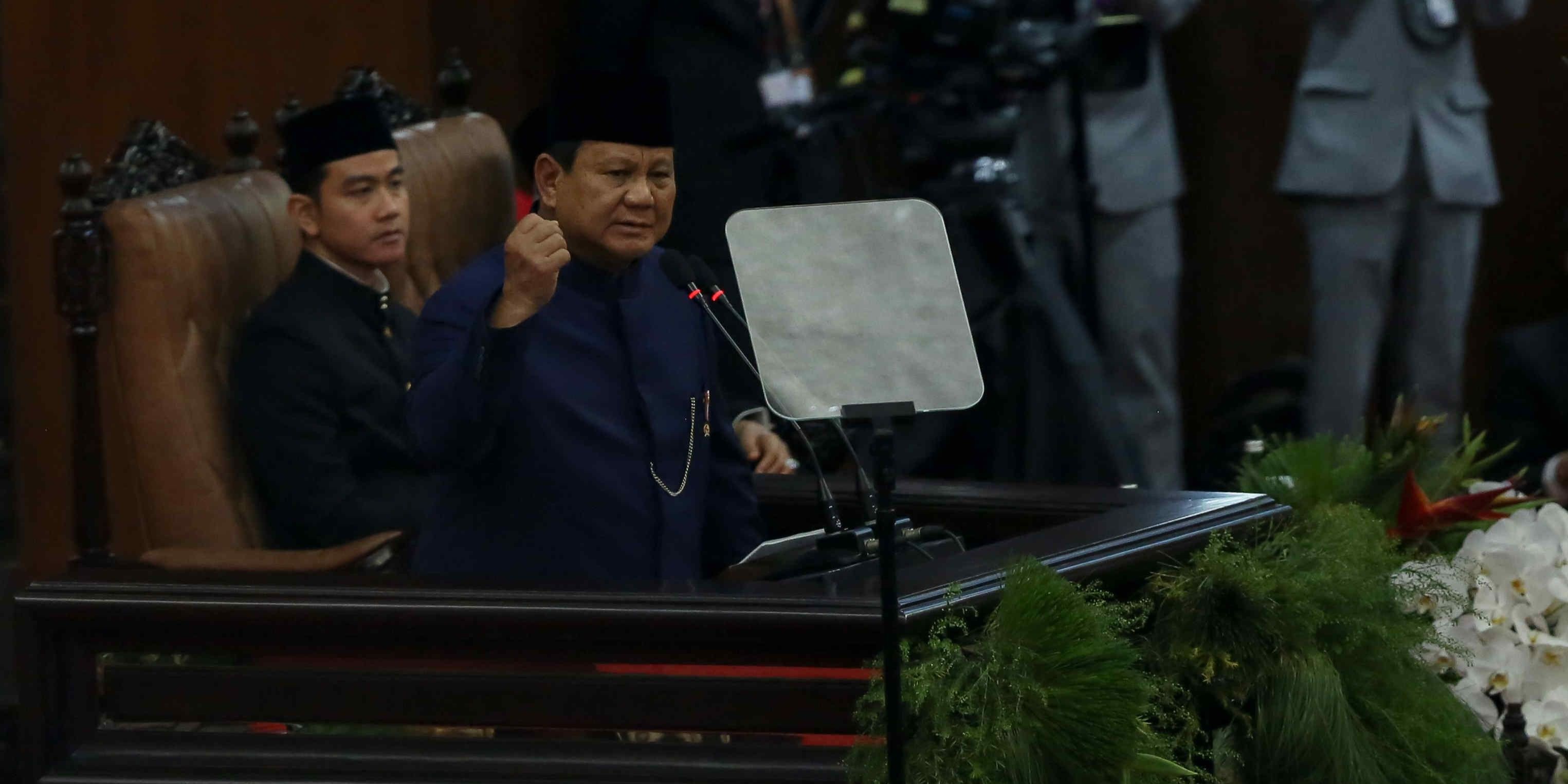 VIDEO: Gebrak-Gebrak Podium, Pidato Pertama Presiden Prabowo 