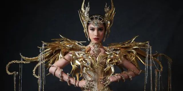 Cantiknya Kostum Nasional Miss Universe Indonesia Clara Shafira, Bertema Malaikat Pelindung Nusantara, Terbuat dari Plastik Daur Ulang