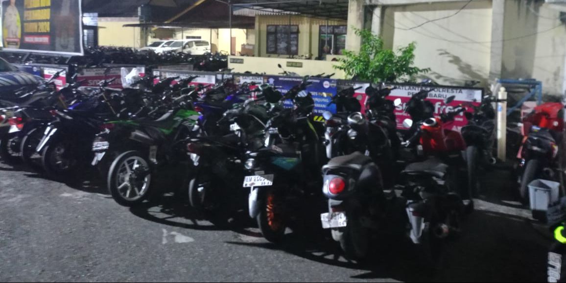 42 Motor Disita Saat Polisi Razia Balap Liar dan Geng Motor di Pekanbaru