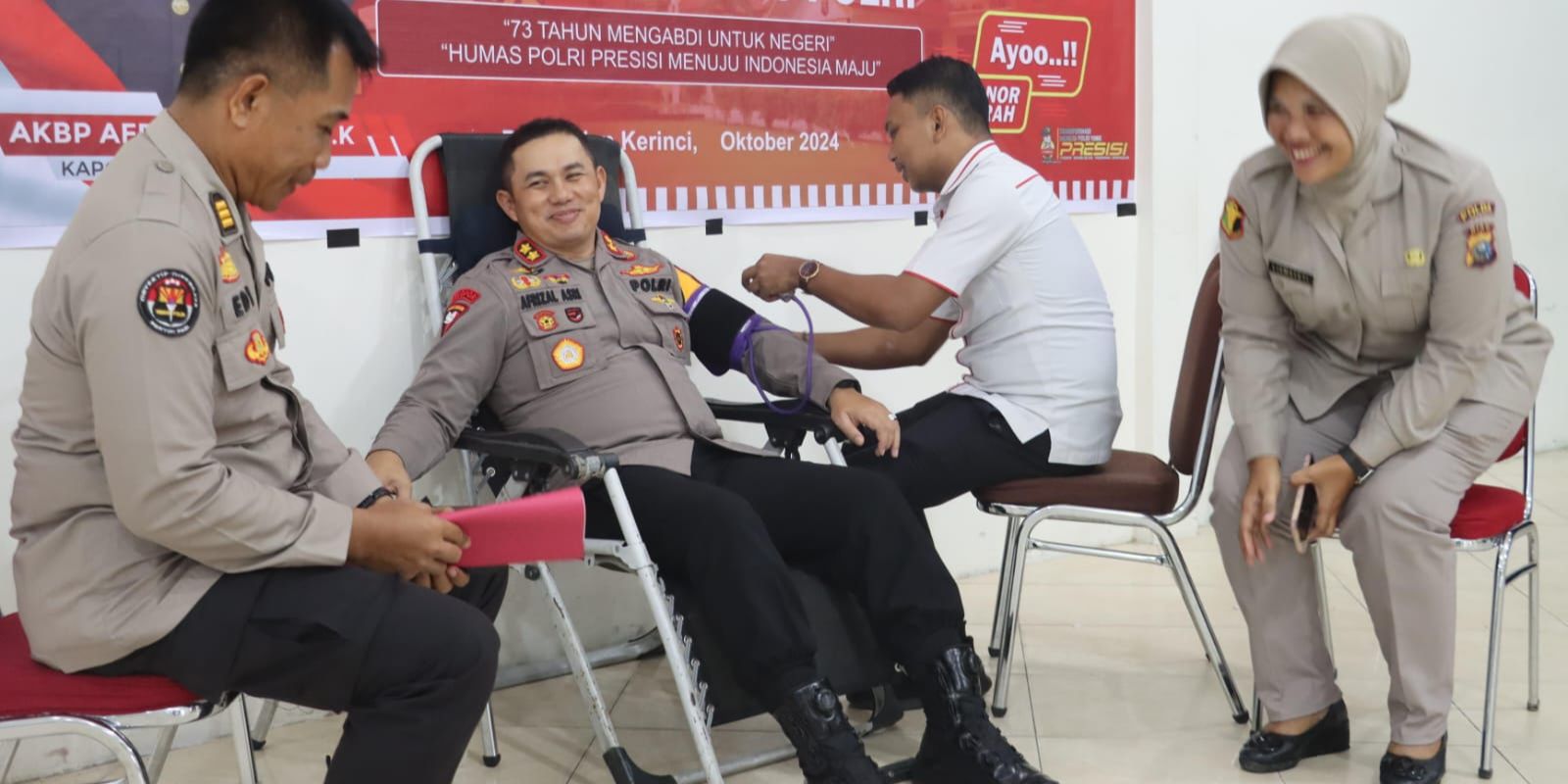 Peringati HUT Humas Polri, Polres Pelalawan Kumpulkan 41 Kantong saat Gelar Aksi Donor Darah