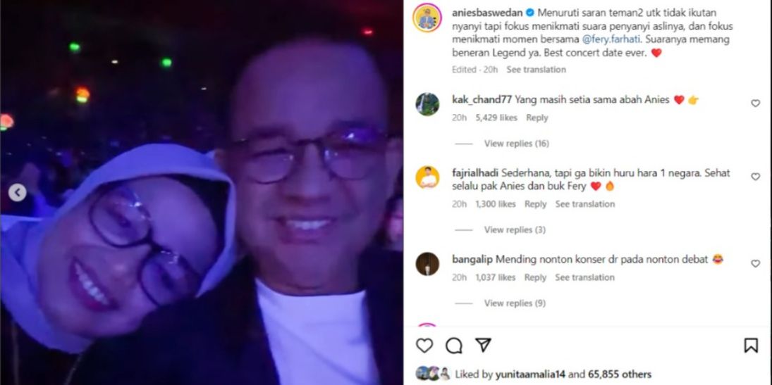 Momen Romantis Anies Baswedan dan Istrinya Nonton Konser John Legend di Sentul Saat Debat Pilkada Jakarta 2024