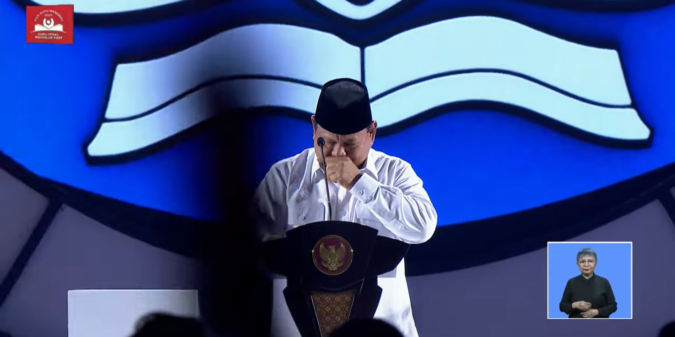 VIDEO: Pidato Prabowo Menggetarkan Jiwa Nangis Depan Guru, Pernah Dibilang Sudah Gila