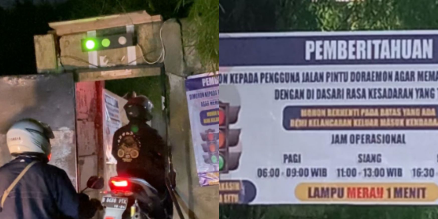 Canggih Warga Bikin 'Pintu Doraemon' di Taman Tekno Tangsel, Pakai Lampu Merah Agar Pemotor Tertib