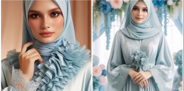 Tren Baju Gamis Perempuan Warna Ice Blue yang Cocok untuk Lebaran 2025