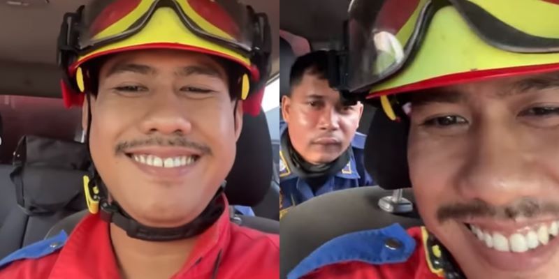 Tetap Happy, Muka Personel Damkar Bengkak saat Bantu Warga Buang Sarang Tawon