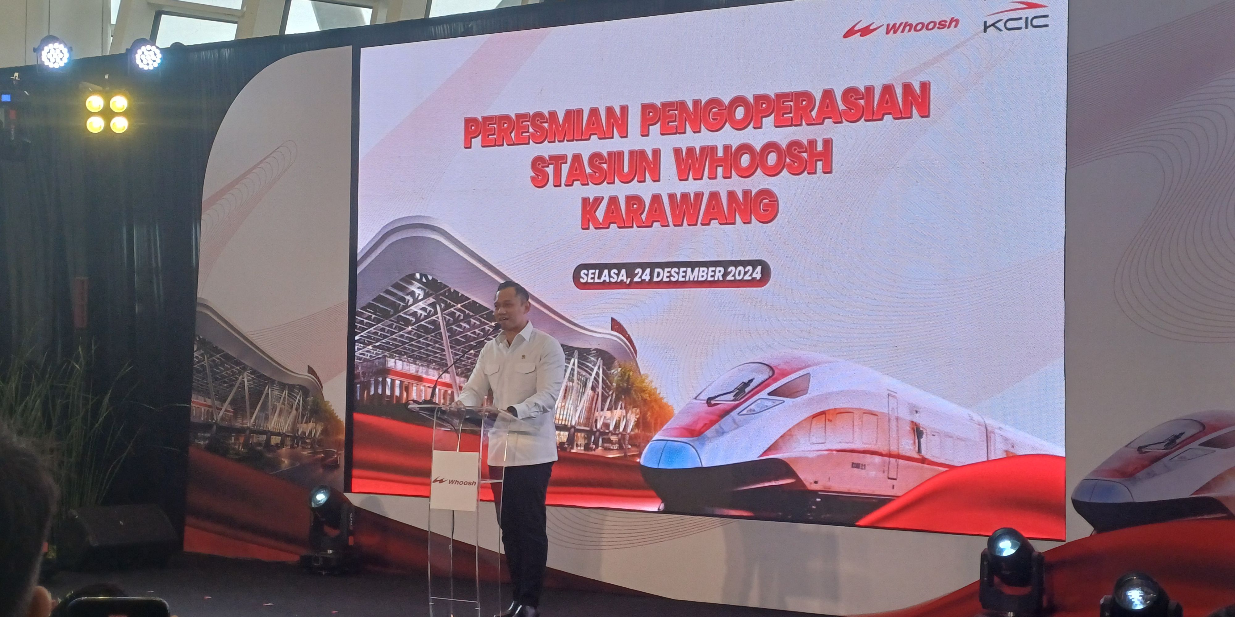 Potret Peresmian Stasiun Whoosh Karawang oleh AHY dan Menhub Dudy