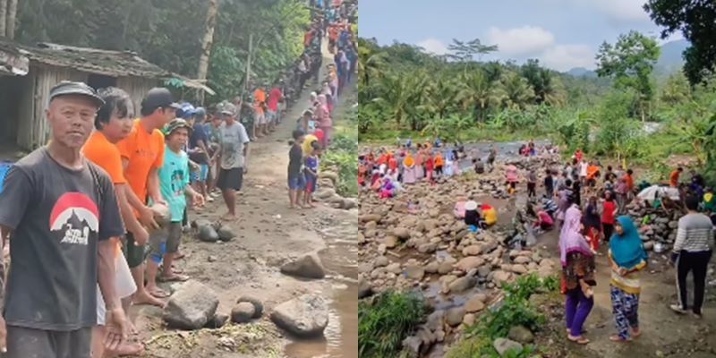 Melihat Kompaknya Ratusan Warga di Purbalingga Perbaiki Jalan Usai Longsor, Disebut Kini jadi 'Pemandangan Langka'