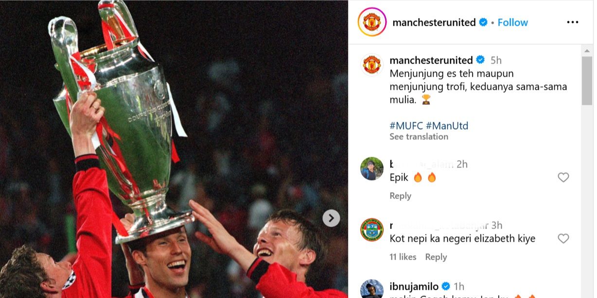 Manchester United: Menjunjung Es Teh dan Trofi Sama-Sama Mulia, Sindir Gus Miftah?