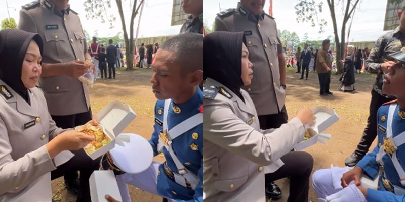 Kedua Orangtua Bintara Polisi Anaknya Taruna Akmil, Momen Sang Ibu Suapi Calon Jenderal TNI Sambil Beri Nasihat Mendalam