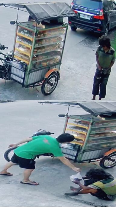 Viral Momen Pria Belikan Roti Sosok Diduga ODGJ yang Kelaparan, Aksinya Tuai Pujian Warganet