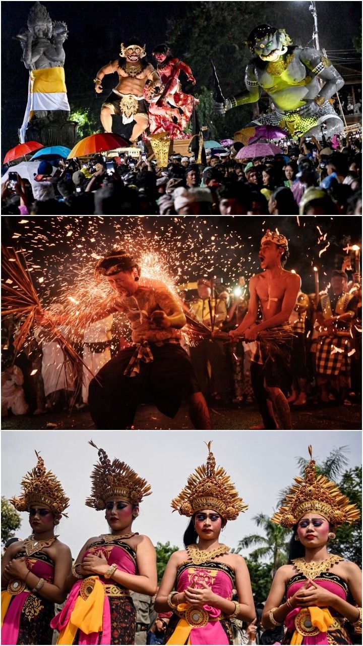 FOTO: Parade Ogoh-Ogoh Menyambut Nyepi hingga Paling Ekstrem Lukat Geni Meriahkan Sejumlah Kota Besar di Indonesia