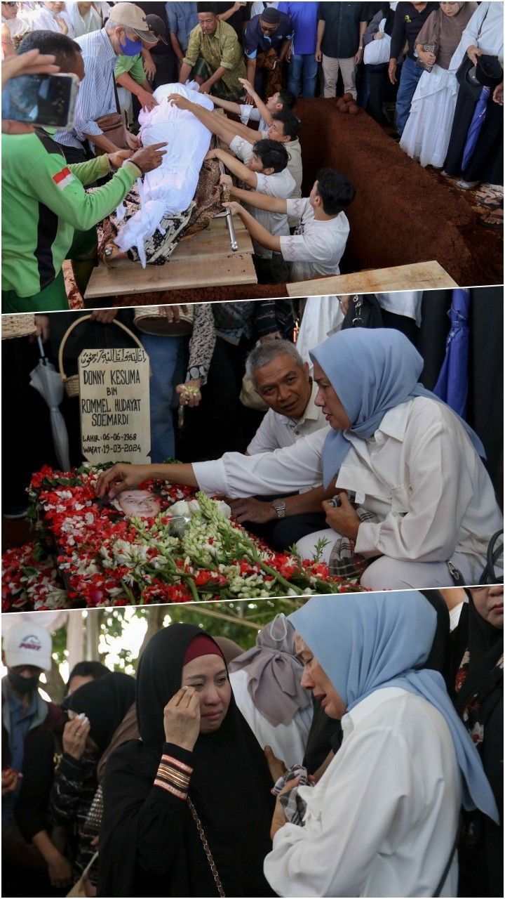 FOTO: Momen Pemakaman Donny Kesuma di TPU Tanah Kusir Diiringi Penuh Isak Tangis Keluarga