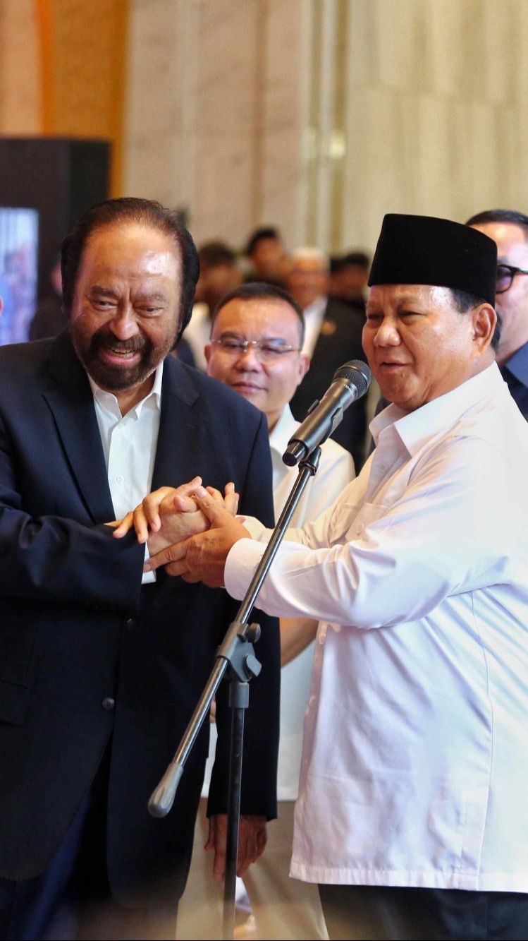 FOTO: Kemesraan Surya Paloh dan Prabowo Bertemu di Markas NasDem, Diwarnai Ucapan Selamat dan Ajakan Gabung Koalisi