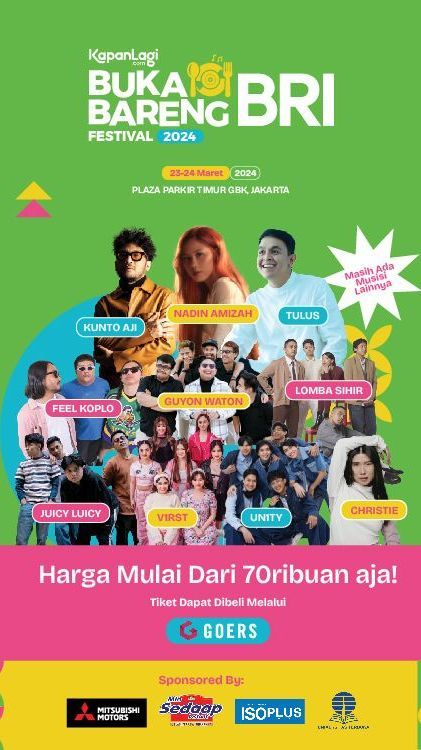 Banjir Bintang Tamu di Gelaran KAPANLAGI BUKA BARENG BRI FESTIVAL 2024, Beli Tiketnya Sekarang!