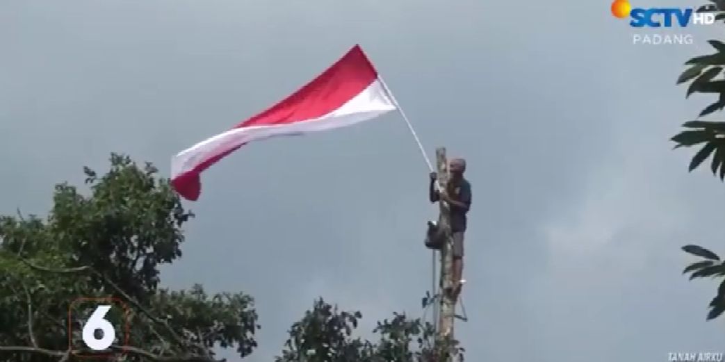 Tunjukkan Rasa Cinta Tanah Air, Kakek 76 Tahun di Sumbar Nekat Panjat Pohon 80 Meter Demi Kibarkan Bendera Merah Putih