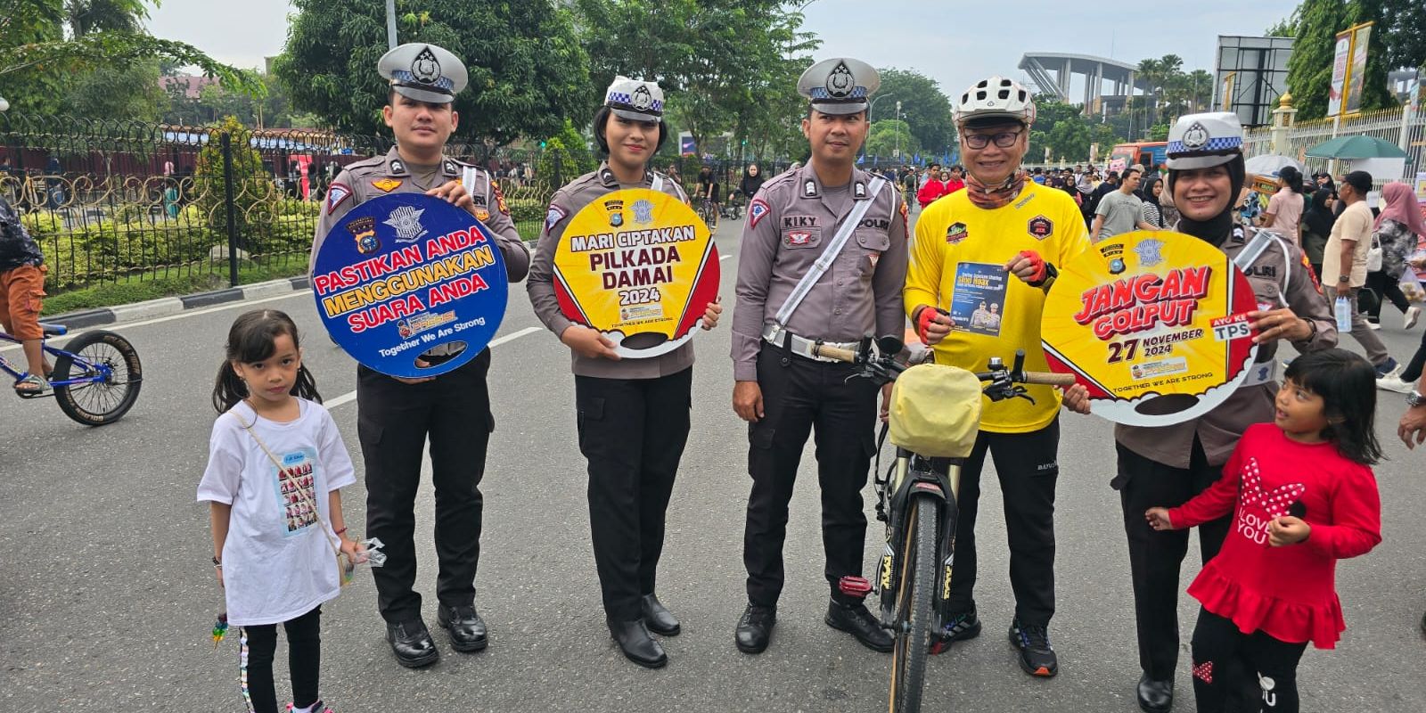 Manfaatkan CFD, Satlantas Pekanbaru Ajak Masyarakat Wujudkan Pilkada Damai