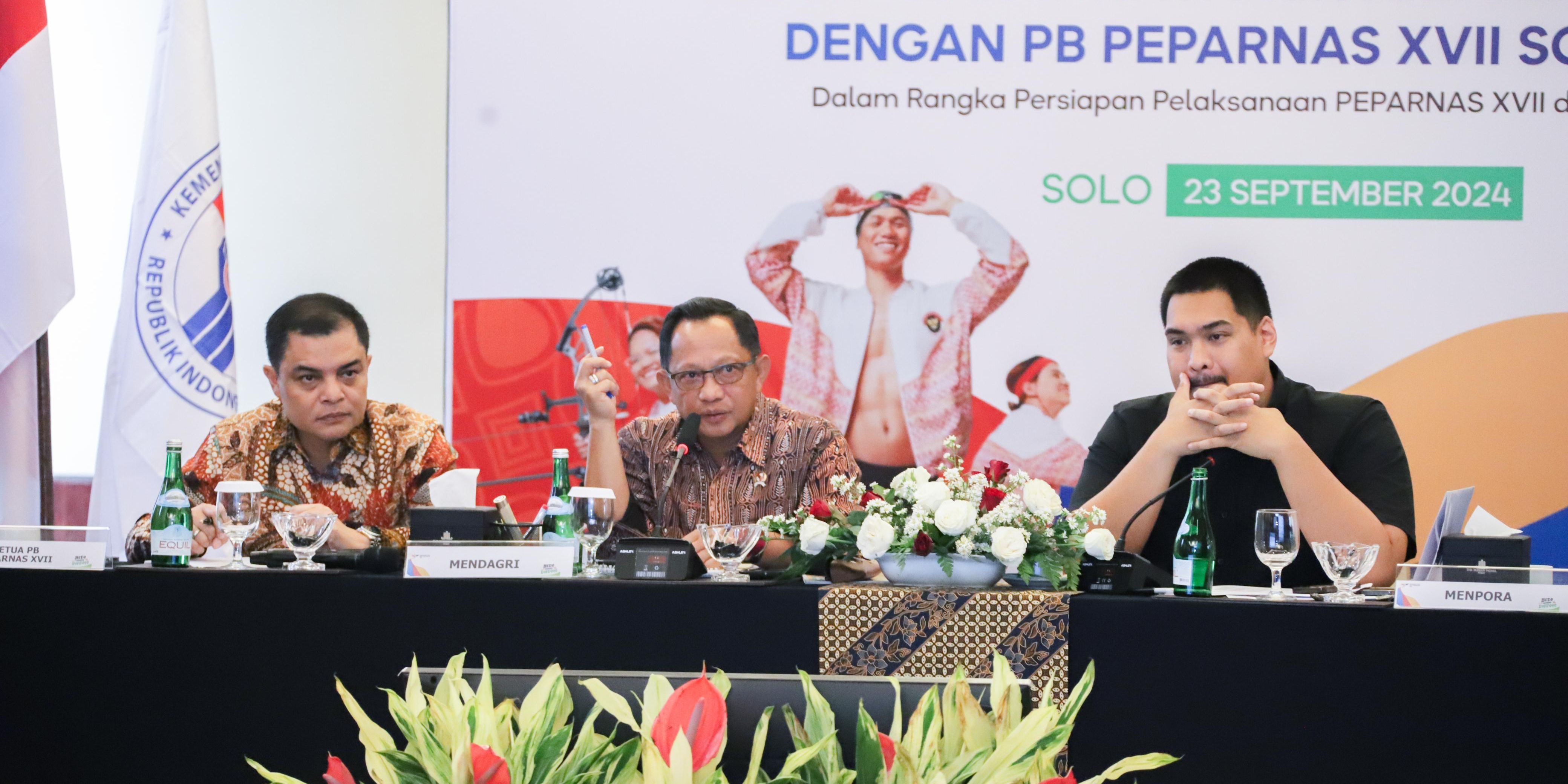 Mendagri: Persiapan Peparnas XVII Solo 2024 Terus Dimatangkan