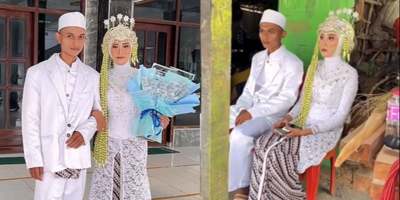 Tak Ada Pelaminan Mewah Cuma Bermodal Bangku Plastik, Resepsi Sederhana Pengantin Baru di Jatim ini Jadi Sorotan