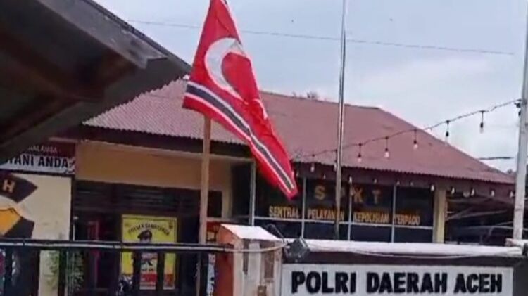 Viral Bendera Bulan Bintang Dikibarkan di Kantor Polisi Bireuen, Ini Pemicunya