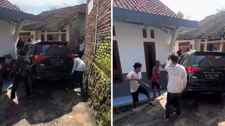 Diduga Ingin Hindari Macet dengan Ikuti Google Maps, Mobil Ini Malah Terjepit di Gang Rumah Warga