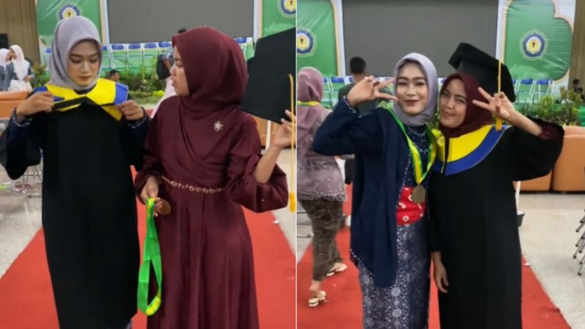 Viral Momen Adik Berikan Baju Toganya ke Sang Kakak Setelah Wisuda, Alasannya Bikin Haru