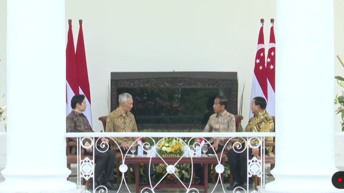 Momen Jokowi Ajak Menhan Prabowo Bincang Akrab dengan PM Singapura Lee Hsien Loong di Istana Bogor