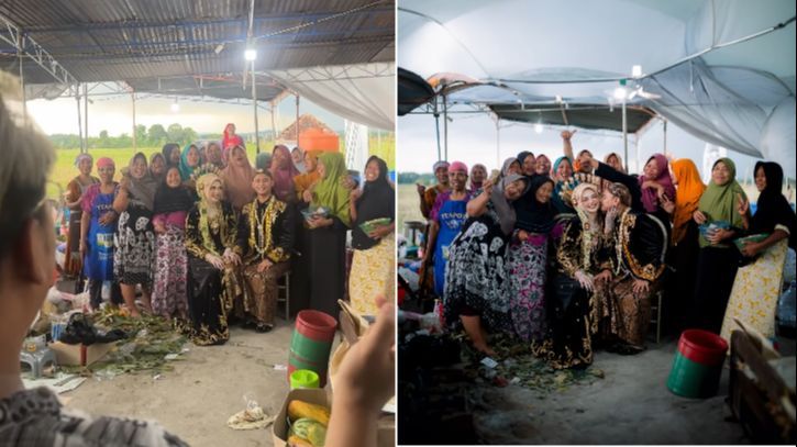 Viral Momen Pengantin Foto Bareng Ibu-ibu Rewang di Dapur, Ekspresi Kebahagian Banjir Pujian