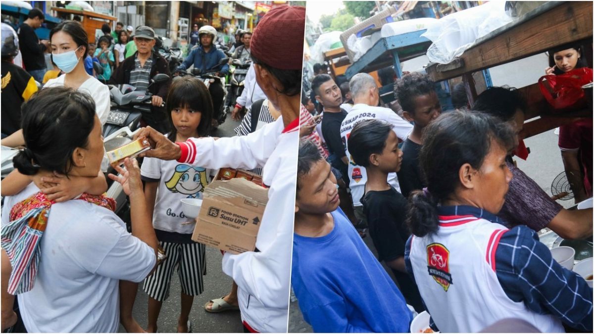 FOTO: Tasyakuran Kemenangan Prabowo-Gibran, Relawan Jokowi Bagikan Susu dan Mie Ayam Gratis di Menteng