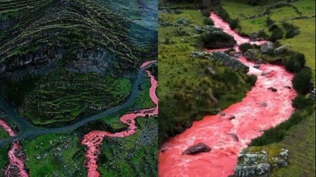 Sungai Merah Cusco yang Sangat Unik dengan Aliran Air Berwarna Merah Alami