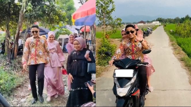 Foto-foto Hengky Kurniawan dan Istri Naik Motor saat Hadiri Acara Pernikahan Warga, Penampilannya Curi Perhatian