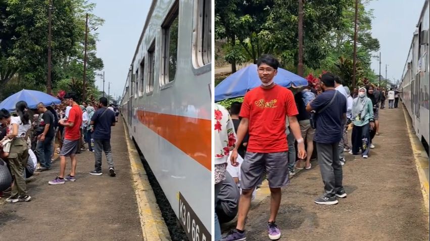 Bak Nostalgia, Begini Momen Penumpang Turun Beli Jajan saat Kereta Berhenti di Stasiun Kecil Pedalaman