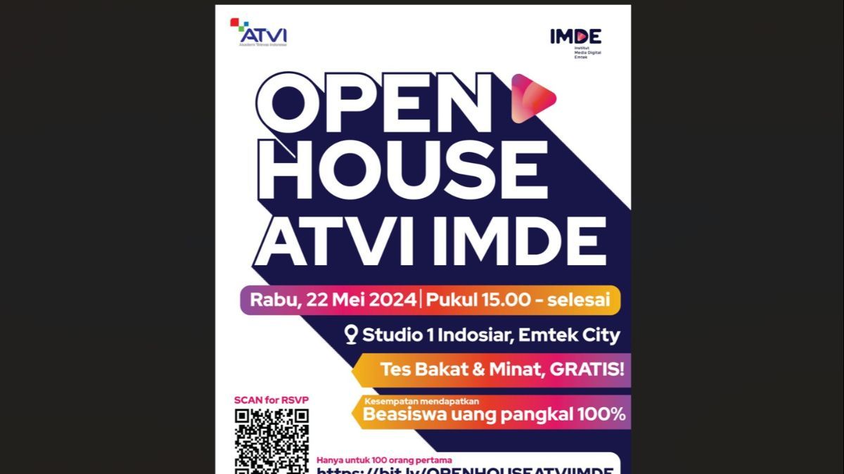 Open House ATVI Imde Digelar Rabu 22 Mei, Ada Test Bakat dan Minat Gratis