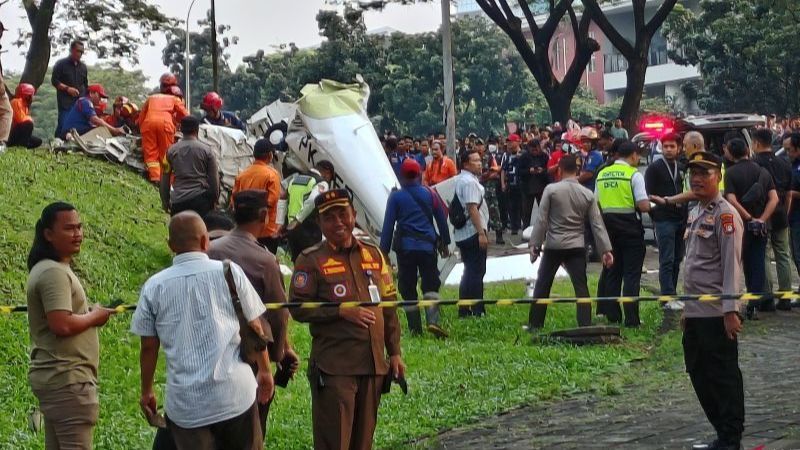 Polisi: Pesawat Jatuh di BSD Tangsel dari Tanjung Lesung akan Kembali ke Bandara Pondok Cabe