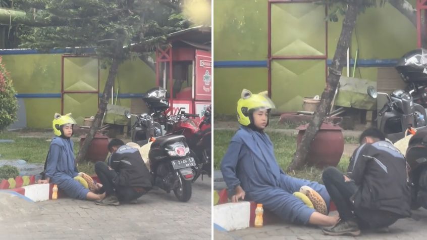 Viral Aksi Suami Sigap Bantu Istrinya yang Tengah Hamil Besar di SPBU, Kisah Dibaliknya Bikin Haru