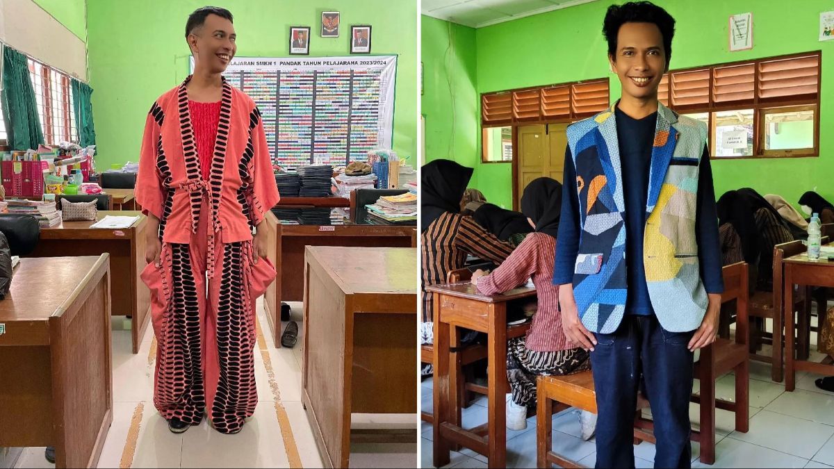 Guru Ini Pakai Baju Buatan Muridnya saat Mengajar di Kelas, Penampilannya Unik Tuai Pujian