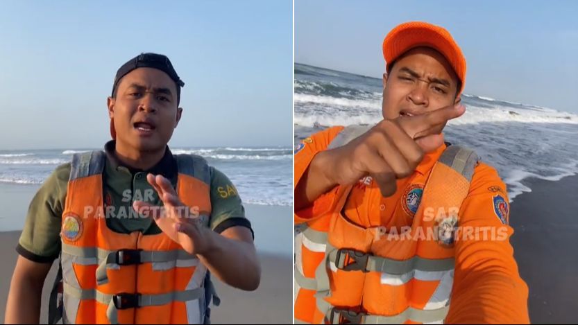 Viral Aksi Tim SAR Ingatkan Pentingnya Keselamatan saat Bermain di Pantai Parangtritis, Menguak Mitos Larangan Pakai Baju Hijau