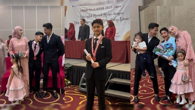 10 Potret King Faaz Wisuda SD, Kehadiran Sang Ayah Sambung, Sonny Septian  Langsung Banjir Pujian - Bangga Banget