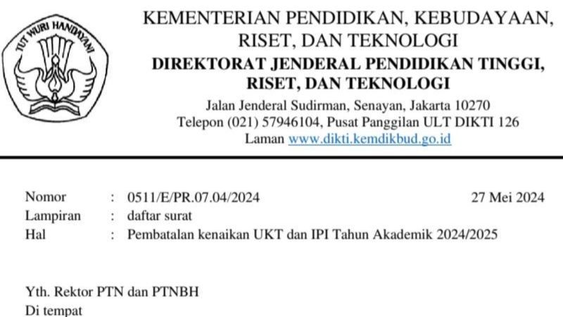 Kemendikbudristek Cabut Rekomendasi Tarif UKT di PTN dan PTNBH