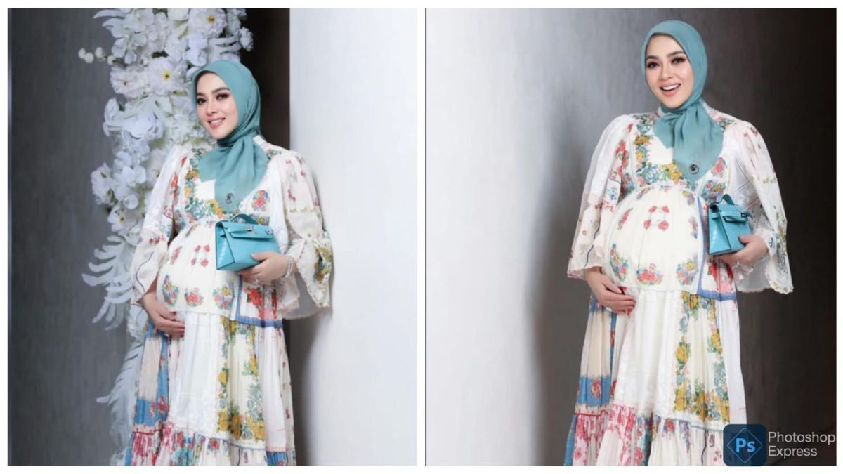 Potret Terbaru Syahrini Pamer Baby Bump, Cantik Kenakan Dress Bunga-Bunga