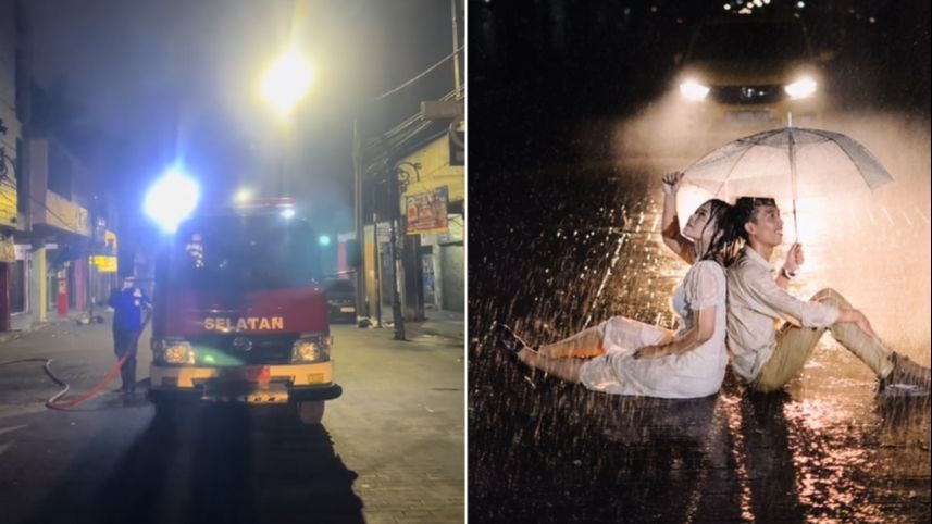 Sewa Mobil Damkar hingga Basah-basahan Jam 3 Subuh, Aksi Pasangan Lakukan Foto Prewed Ini Curi Perhatian