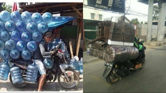 10 Potret Pemotor Bawa Muatan di Luar Nalar, Sopir Pikap dan Truk Pun Minder