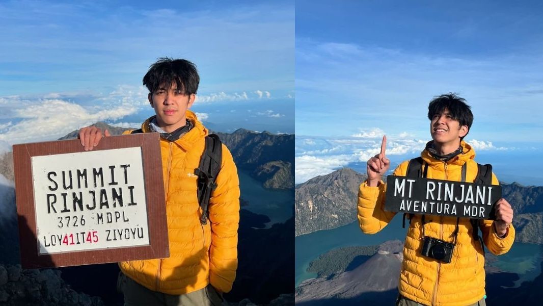 Berhasil Taklukan Rinjani Walau Sempat Kesulitan Capai Puncak, Berikut 8 Potret Abun Sungkar Naik Gunung Rinjani