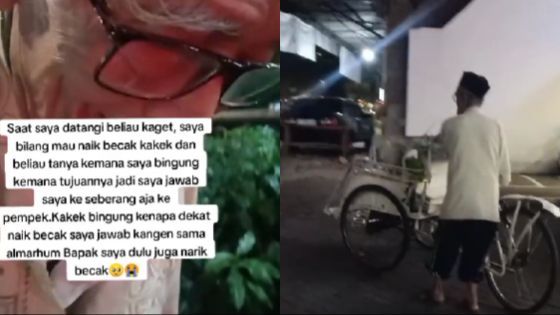 Penuh Haru! Seorang Wanita Rela Turun dari Mobil Demi Bisa Naik Becak, sampai Teringat Ayahnya