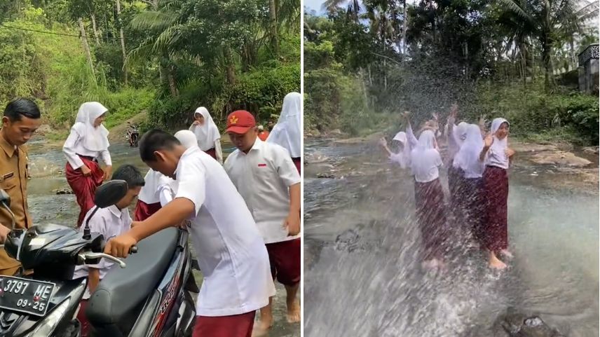 Viral Momen Siswa SD Rayakan Kelulusan dengan Main Air Bersama di Sungai, Sederhana Tapi Penuh Kebahagiaan